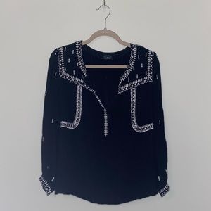 LUCKY BRAND - Black Floral Vintage Blouse